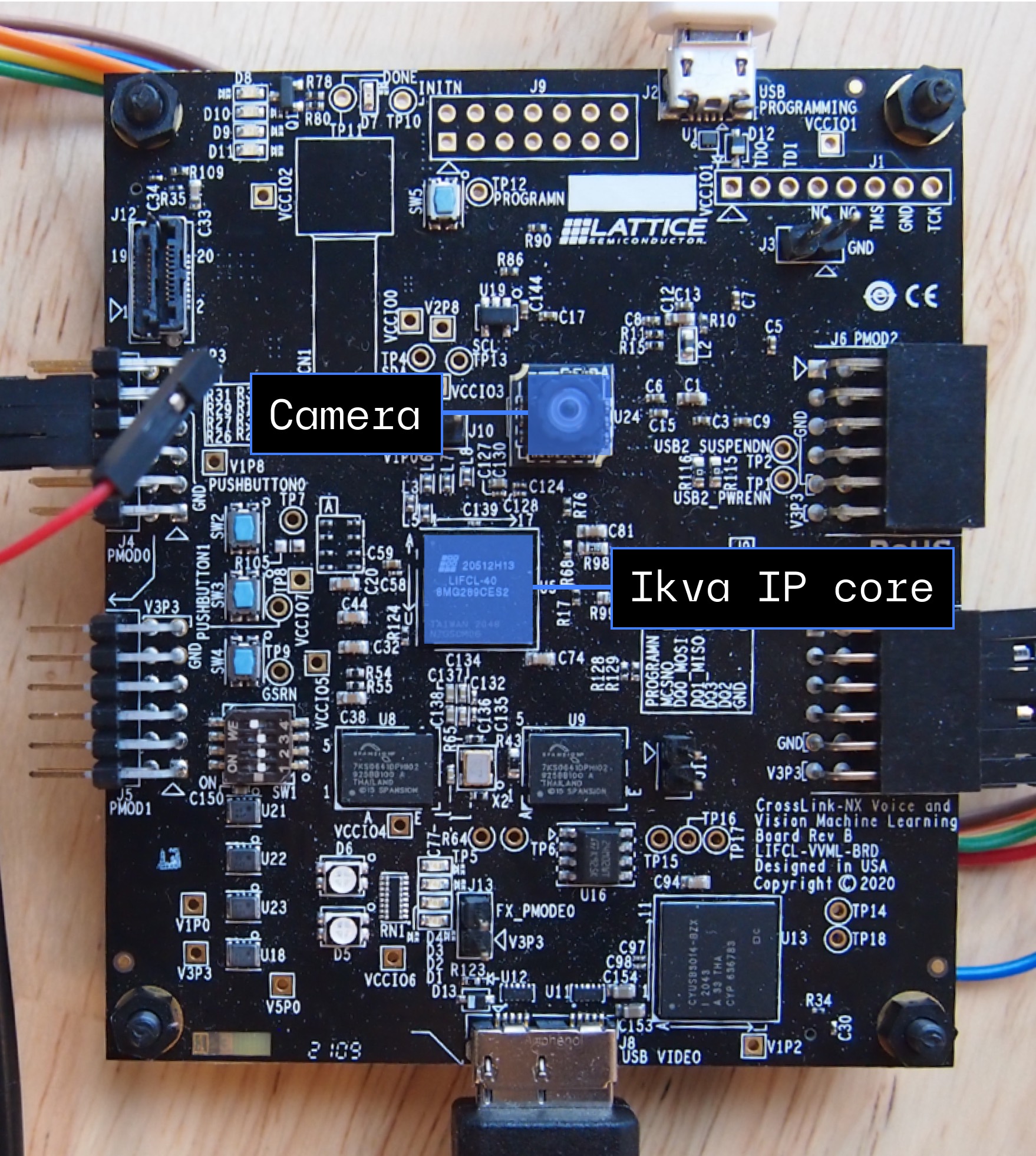 The Lattice CrossLink-NX Voice & Vision Machine Learning Board with the CrossLink-NX LIFCL-40 FPGA