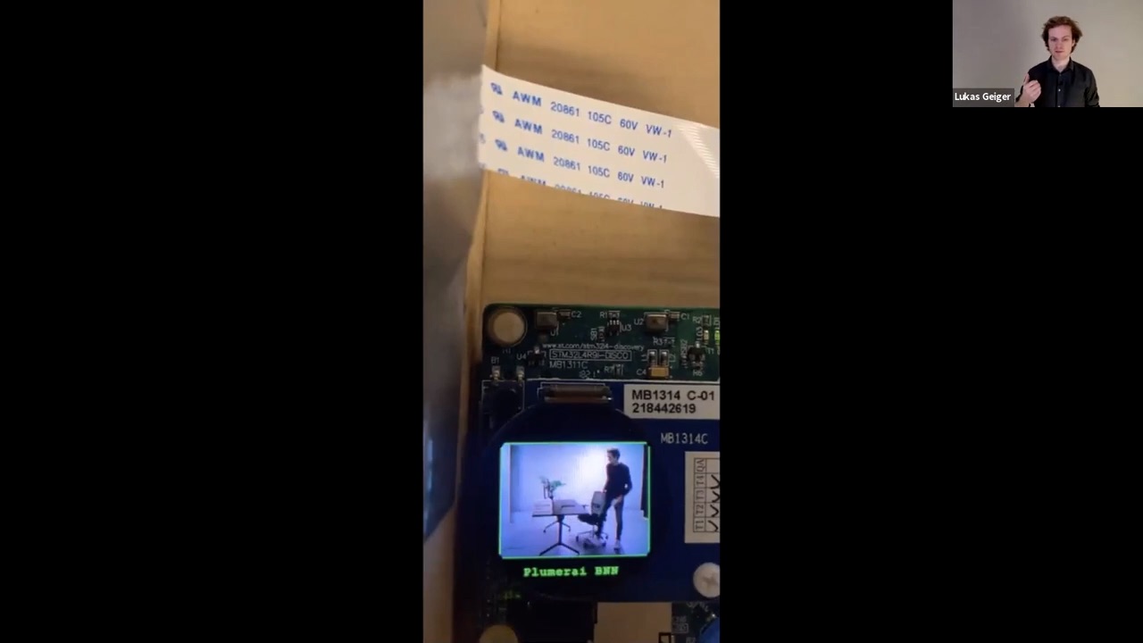 Live Demo of Person Detection running on Cortex-M4 microcontroller